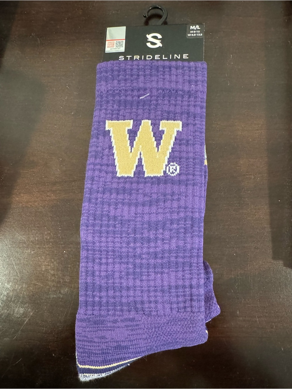 NEW Washington Huskies Purple Crew Socks with Gold 'W' Logo